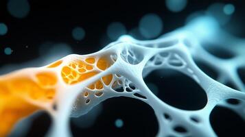 vibrant abstract representation of interconnected organic structures, showcasing intricate patterns and textures in shades of orange and blue. image evokes sense of depth and fluidity, perfect for photo