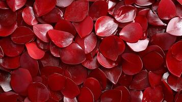Glossy red petals create vibrant and rich texture, perfect for adding touch of elegance and warmth to any design. deep red color evokes feelings of passion and romance photo
