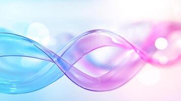 vibrant and fluid abstract design featuring intertwining waves in shades of blue and pink, creating sense of movement and harmony. soft gradients and light reflections evoke feeling of tranquility photo
