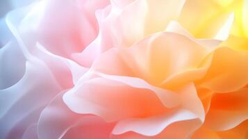 Soft pastel petals blend harmoniously in delicate floral arrangement, evoking sense of tranquility and beauty. gentle curves and gradients create serene atmosphere photo