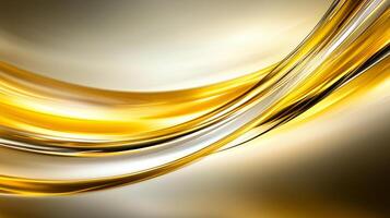 Elegant golden waves flow seamlessly across soft gradient background, creating sense of luxury and sophistication. interplay of light and shadow enhances dynamic movement of design photo
