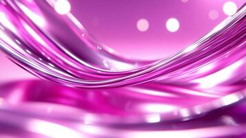 vibrant and fluid abstract design featuring smooth, flowing pink waves with glossy finish, creating sense of elegance and motion. soft bokeh effect adds dreamy quality to composition photo