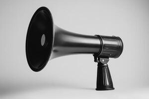 Black Handheld Megaphone with a Large Circular Speaker photo