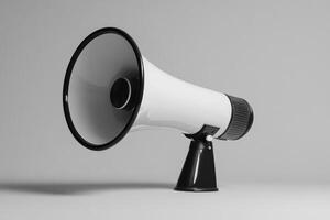 White and Black Megaphone on a Gray Background photo