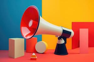 A Megaphone in a Colorful Geometric Setting photo