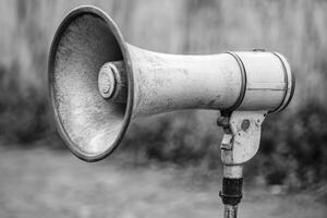 Vintage White Megaphone with Rough Texture photo