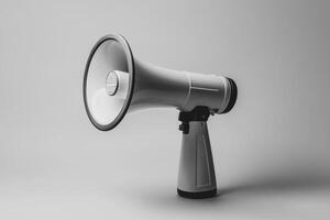 White megaphone with black accents on a white background photo