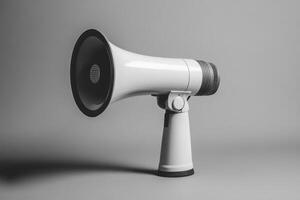 White Megaphone on a Gray Background photo