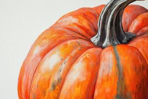 Close-up of a Painted Orange Pumpkin with Stem photo