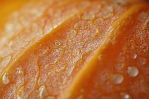 Close-up Macro of a Wet Orange Peel's Textured Surface photo