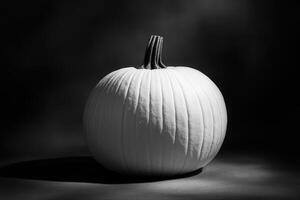 A Single White Pumpkin Against a Dark Background photo