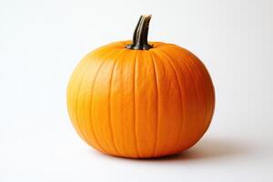 A Single, Ripe Orange Pumpkin Isolated on a White Background photo