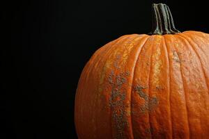 Close-up of an Orange Pumpkin with a Dark Stem photo