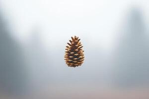 A Single Pine Cone Against a Blurred Background photo