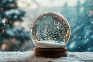 A Snow Globe with a Winter Forest Scene Inside photo
