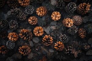 A Close-Up of Pine Cones on a Forest Floor photo