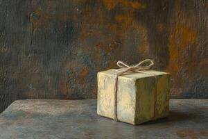 A Rustic, Handcrafted Gift Box Tied with Twine photo