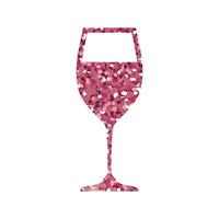 Glass of wine silhouette with pink glitter effect vector
