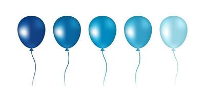 Set of bright colorful inflatable helium balloons in blue colors. Illustration isolated on white background vector