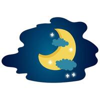 Moon and stars. Sleep icon, clip art. Grain texture illustration. vector