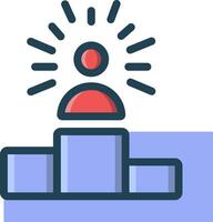 A person standing on top of a block with a light shining on it vector
