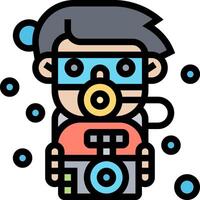 A cartoon man with a camera and goggles vector