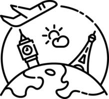 Traveling around the world coloring page vector