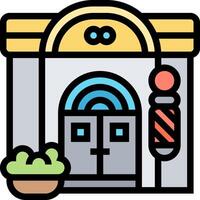 A barber shop with a sign on the door vector