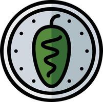 A green pepper in a circle with a clock on it vector