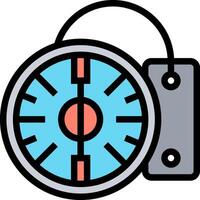 A clock with a red and blue dial vector