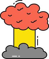 An illustration of a mushroom cloud with a red cloud vector
