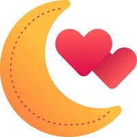 A crescent with two hearts on it vector