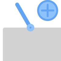 A blue and white icon with a pencil and a plus sign vector