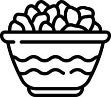 A bowl of nuts in a line drawing vector