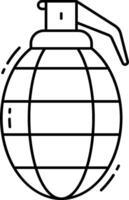 A black and white drawing of a grenade vector