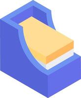 A blue box with a yellow piece of paper inside vector