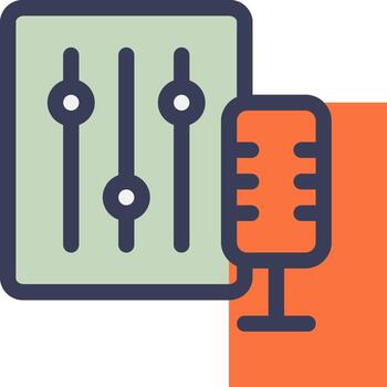 un micrófono y un computadora con un micrófono icono vector