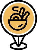A pin with a bowl of food and a fork vector