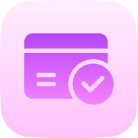 A credit card icon with a check mark vector
