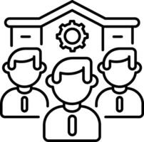 A line drawing of people in front of a building vector