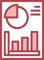A red and white icon of a bar chart vector