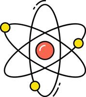 An atom symbol with a red ball in the center vector