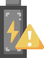 An icon of a battery with a yellow warning sign vector