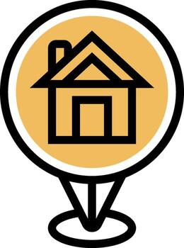 un casa icono en un mapa puntero vector