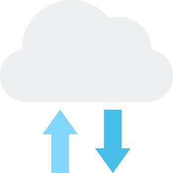 A cloud with two arrows pointing up vector