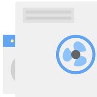 A white and blue icon with a fan and a fan vector