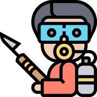 A man with goggles and a tool in his hand vector