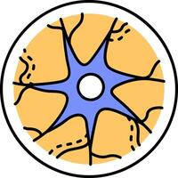 A circular illustration of a brain with a star in the center vector