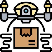 A drone with a box and a package vector