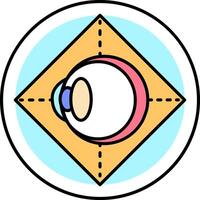 A circle with a blue and yellow square in the center vector